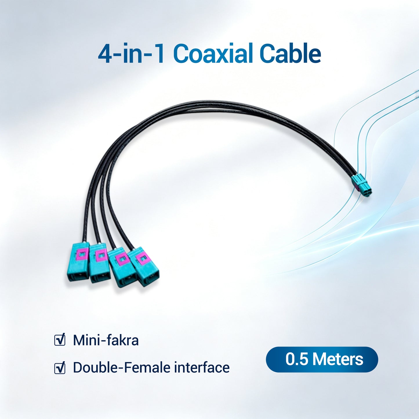 Double-Female Mini-fakra Coaxial Cable 4-in-1